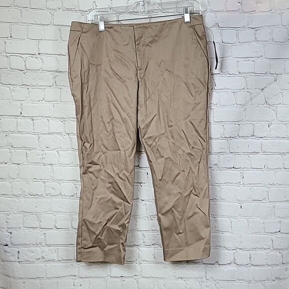 NWT Worthington Khaki Capri Pants Modern Fit Cropped Length Chino Trousers Women - Picture 1 of 7